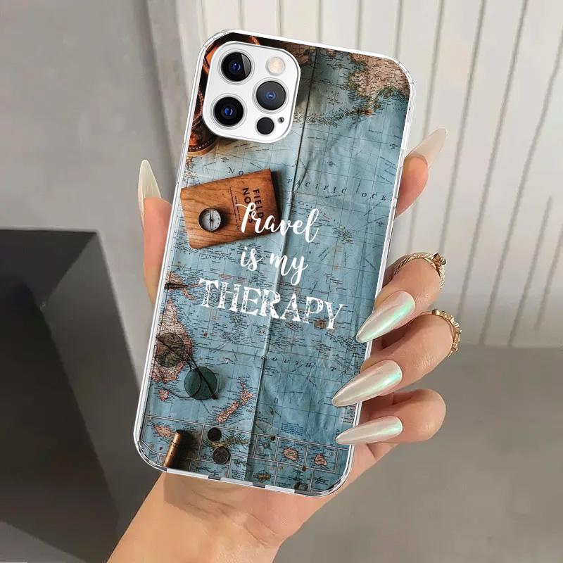 

Travel Mountain Beach Proverb Phone Case for Iphone 16 15 14 13 12 Mini 11 Pro Max 16E X XS XR 7 Plus 8 SE 2020 Soft Funda Print iPhone 16