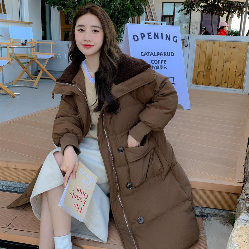 

Новая хлопковая куртка женская зимняя длинная свободная хлопковая куртка имеет свободный корейский дизайн пальто. L