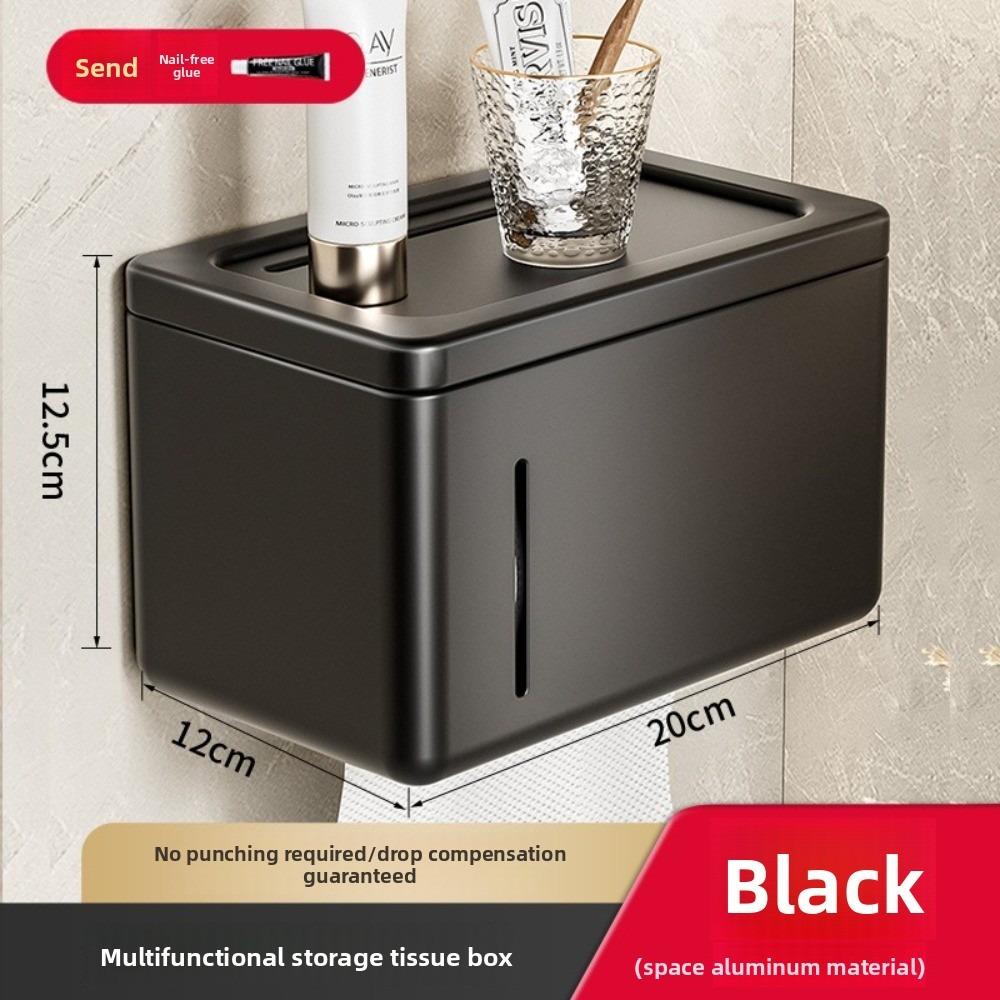 

Multi-functional Toilet Tissue Box Wall-mounted Bathroom Tissue Holder Bathroom Storage Box Home чёрный