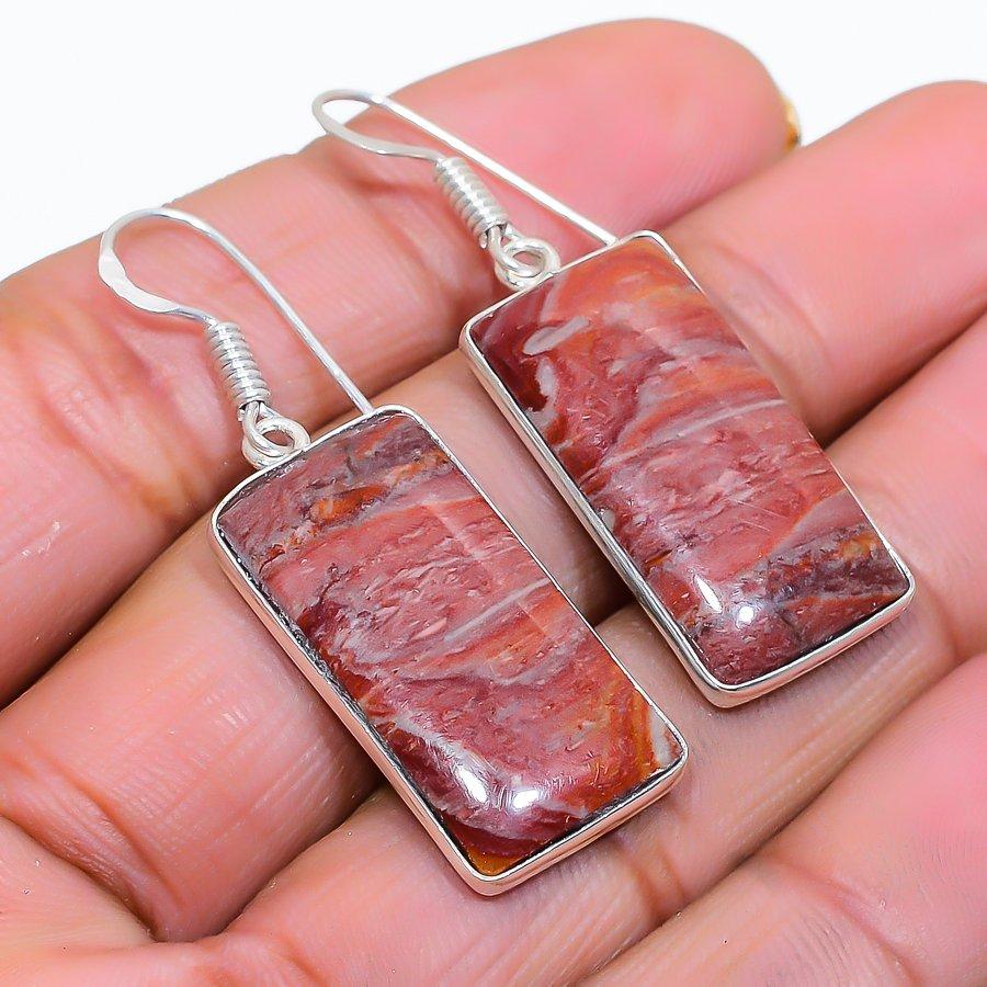 

Porcelain Jasper Gemstone 925 Sterling Silver Jewelry Earring 1.81 GK-4771