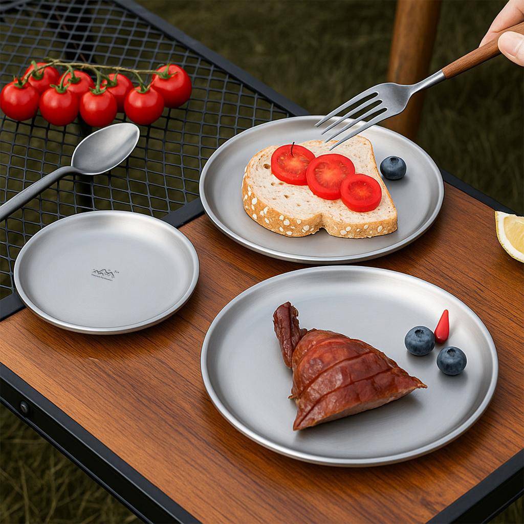 Titanium Purification Plate Backcountry Dinnerware Lightweight Stackable Camping Tray Creative Home Dish Plate Camping Supplies