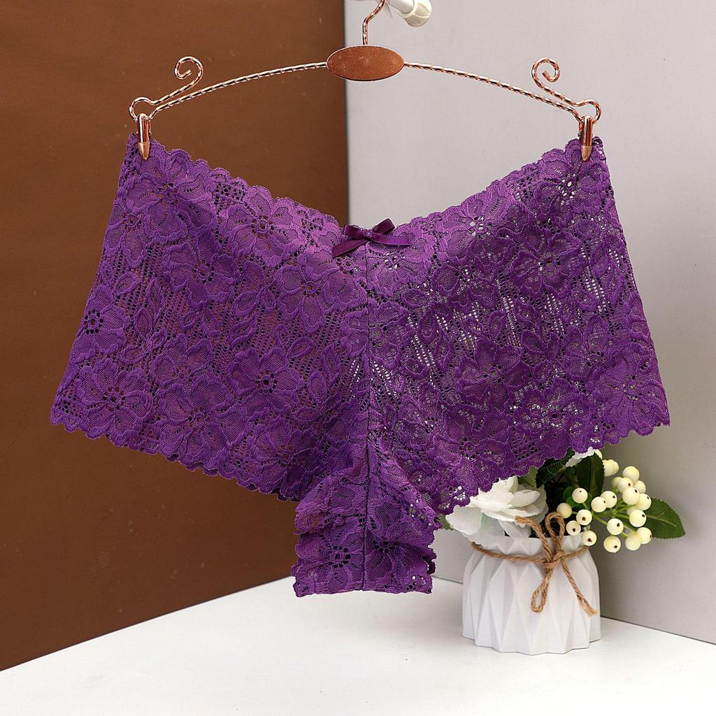 Damskie koronkowe majtki żakardowe z ażurowym wzorem - Seksowna bielizna zapobiegająca ekspozycji 6838