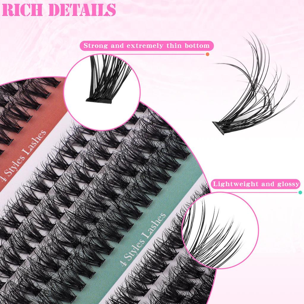 320 Büsche D Song Einzelbüsche Falsche Wimpern Natürlich Dick DIY Segmentiertes Grafting Mehrhaarige Wimpern