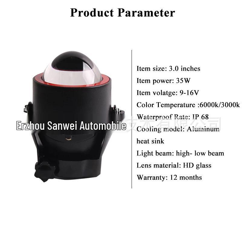 SANVI 3" LED Bi-Beam Projector Fog Light 35W 12V 6000K/3000K