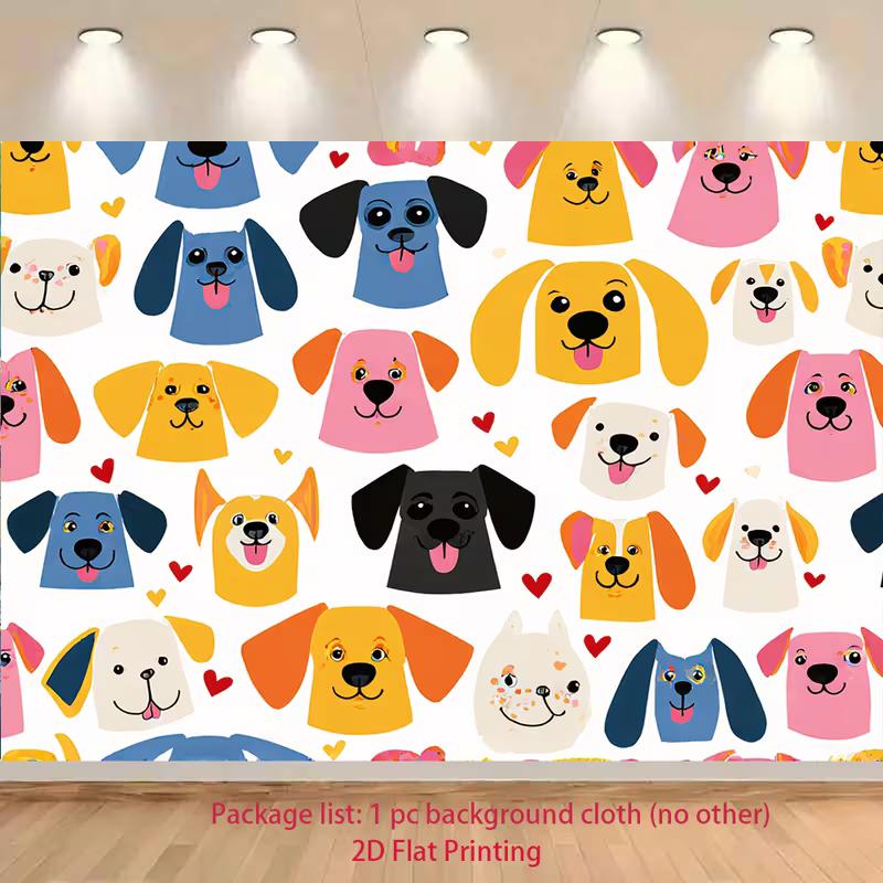 

2D Colorful Puppy Dog Backdrop Kids Party Photography Background Banner 47.2x31.5inch/120*80cm