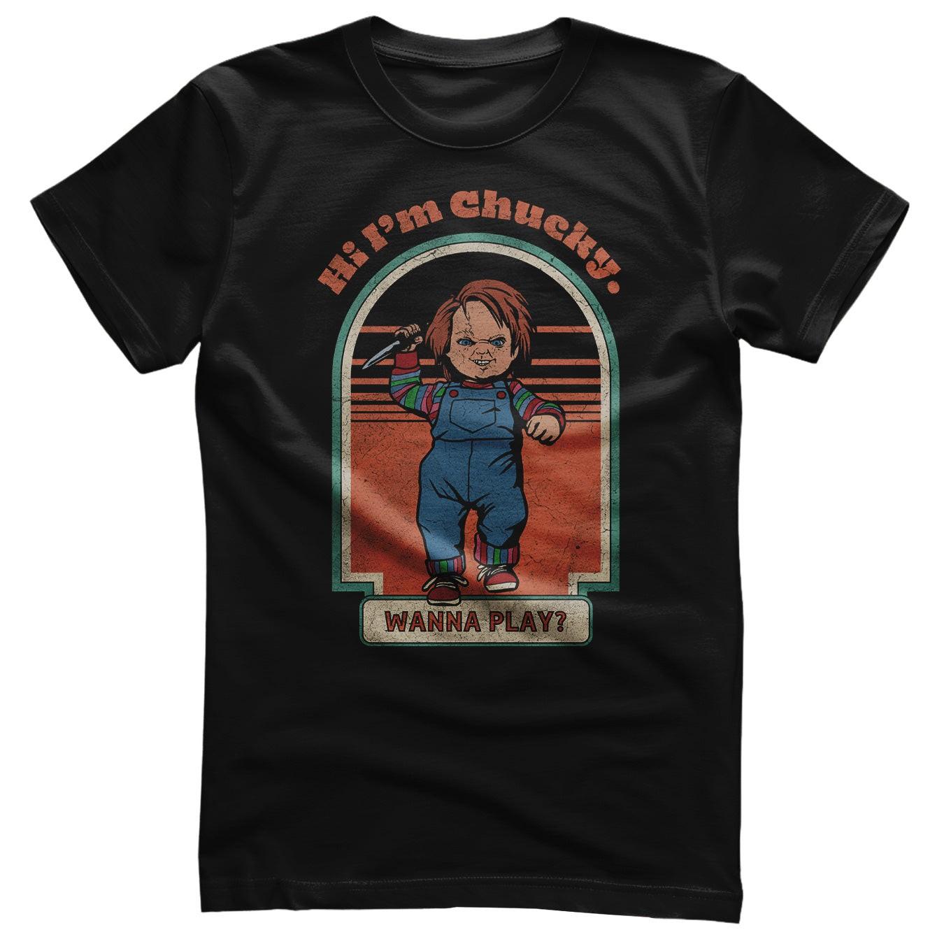 Officially Licensed Chucky Wanna Play Distressed Mens T-Shirt XXL