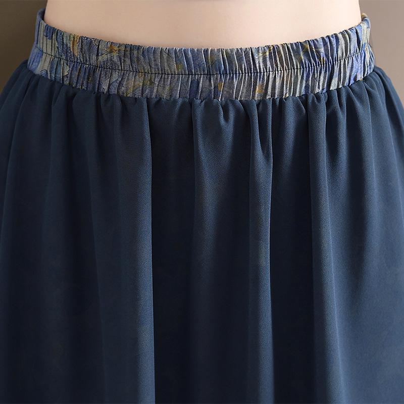 Summer Chinese-Style Blouse & Midi Skirt Set for Middle-Aged Women