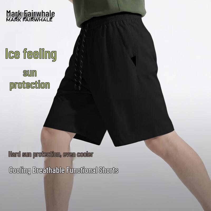 MARK FAIRWHALE Men s Casual Elastic Waist Shorts L