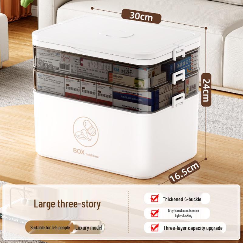Compact Multi-Layer First Aid Kit: Spacious Family Medicine & Emergency Storage Box