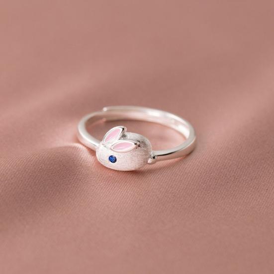 Yousheng Women Ring Opening Adjustable Silver Color Polished Cute Rabbit Bunny Animal Ladies Finger Ring Fashion Jewelry