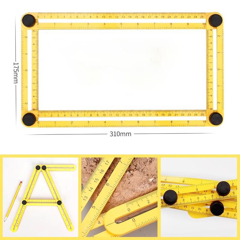 Foldable Ruler Multi Angle Ruler 4 Folding Protractor Template Angle Measuring Tool for Brick Tile Wood Corner Work