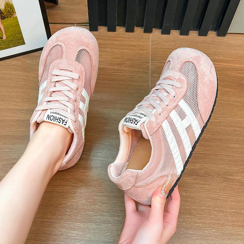 Versatile Leisure Sports Breathable Niche Mesh Retro Solid Color German Training Shoes Women's Flat-soled Forrest Gump Shoes 2025 New Models