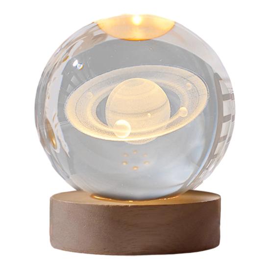 Faux Crystal Ball Night Light 3D Space/Cloud/Astronaut Engraved Clear Ball with LED Light for Bedroom Living Room Birthday Gift for Teens Boys Girls