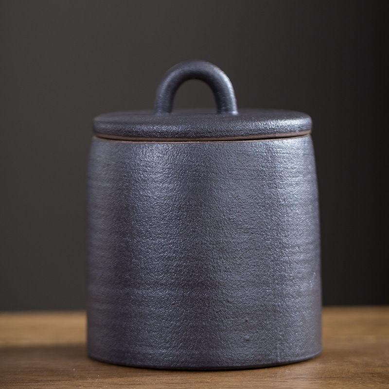 

Stoneware Tea Jar Vintage Ceramic Candy Sealed Jar Home Multifunctional Portable Nut Coffee Bean Medicinal Materials Storage Box