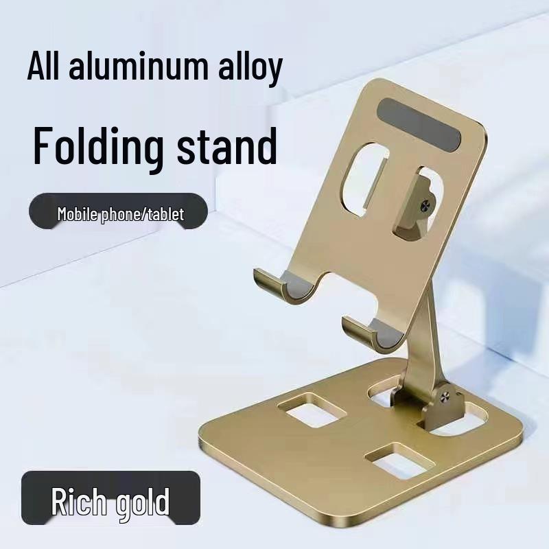 Foldable All-Metal Phone & Tablet Stand: Portable, Rotatable Desktop Holder for Streaming & Viewing