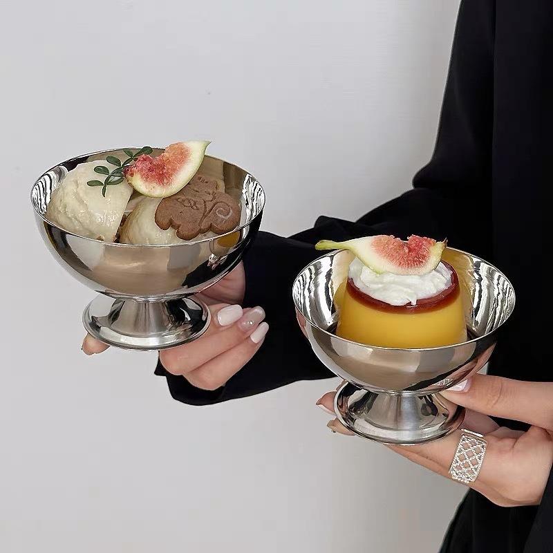 1pcs Modern Minimalist Stainless Steel Salad Cup Ice Cream Milkshake Snack Cup Fruit Dish Yogurt Cake Cup