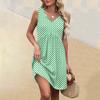 Women's Summer V-neck Casual Beach Vacation Style Vintage Print Sleeveless Splicing Dresses