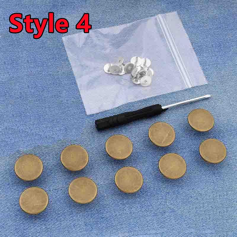10 PEZZI Bottoni per Jeans di Ricambio 17mm Senza Cucitura Bottone in Metallo Kit di Riparazione Bottoni per Jeans Rimovibili Senza Chiodi Set Accessori da Cucito