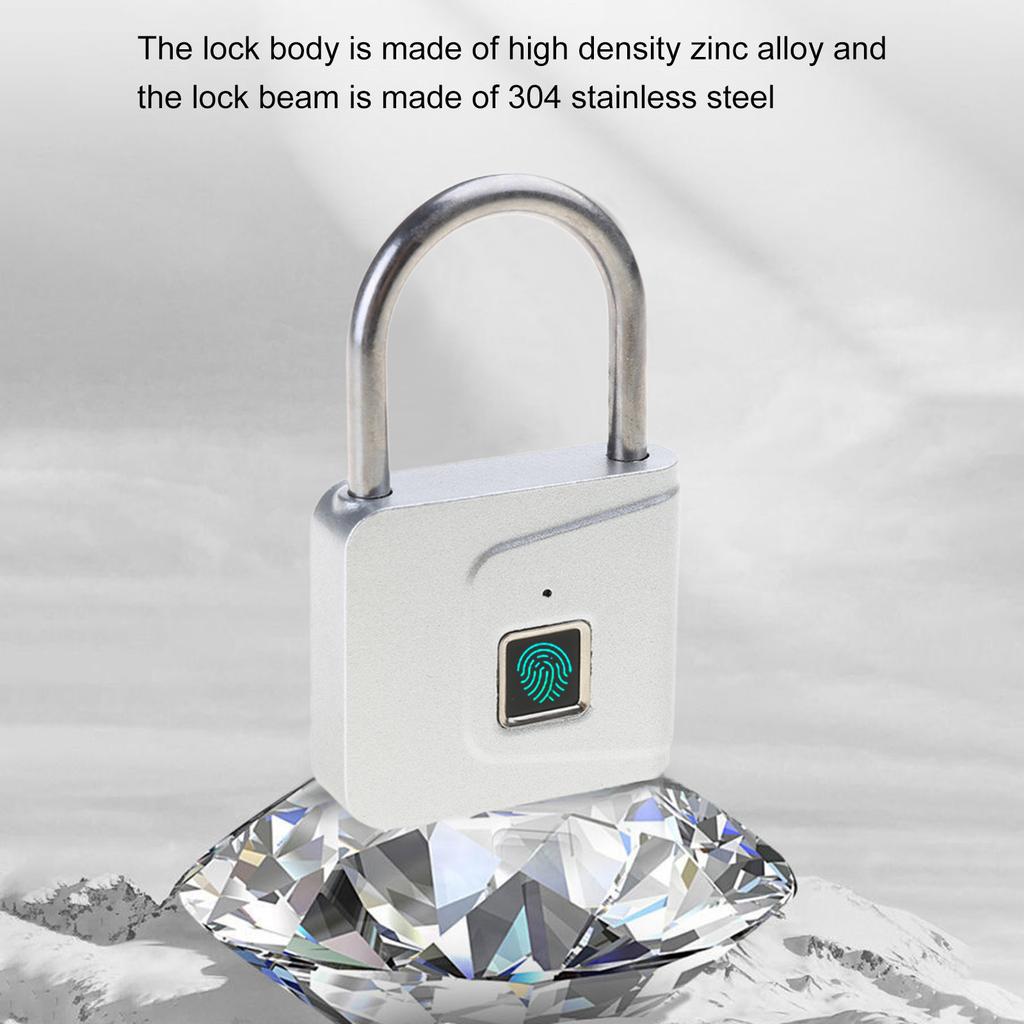 Metal Padlock Keyless Biometric Security Lock Keyless Fingerprint Security Lock 47x76mm for Gym Locker Fence & Gate