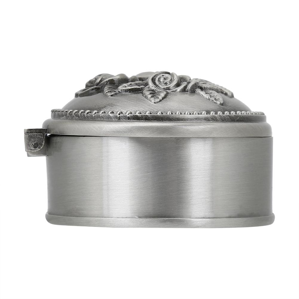 1 pcs Vintage Flower Carved Round Shaped Zinc alloy Jewelry Box For Ring Storage