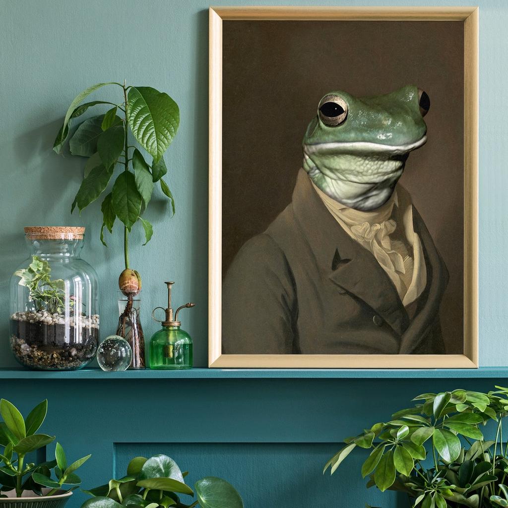 Renaissance Animal Painting Lion Flamingo Tiger Rabbit Victorian Animal Portrait Wall Art Funny Picture Canvas Poster Home Decor