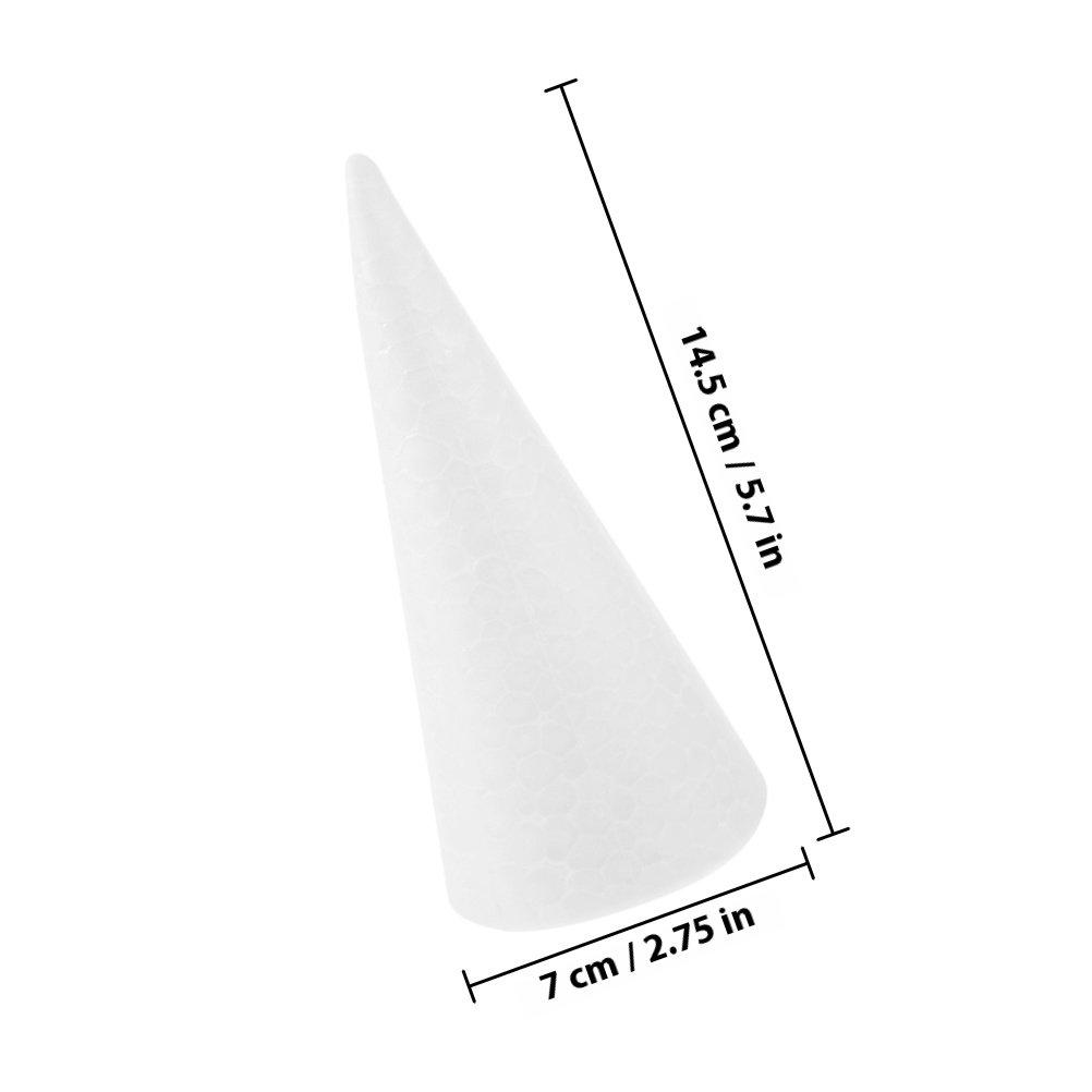 20Pcs Foam Cones 15Cm White Polystyrene Craft Cones for Childrens Creativity Fine Motor Skills DIY Christmas Decor Table