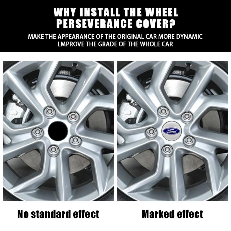 AJF1 4Pcs 56/60/65MM Car Wheel Hub Cap Center Sticker For Ford Mustang Kuga Fiesta Mondeo Ecosport Emblem Logo Auto Decal Accessories