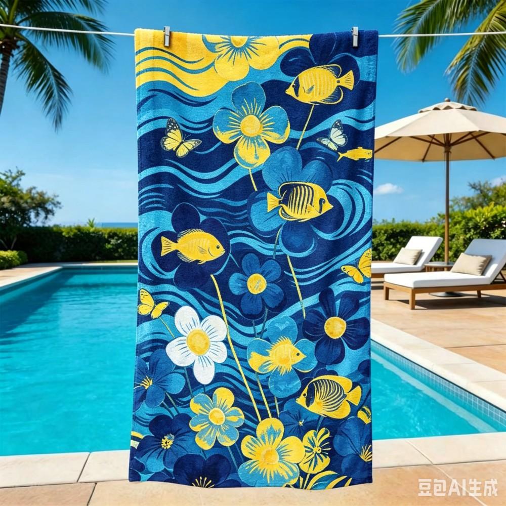 Boho Springtime Beach Towel Oversized Purple Floral & Butterfly Art Microfiber Towel for Vacation 50x100cm