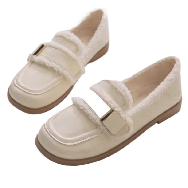 

Женская зимняя обувь Роскошные теплые лоферы для женщин Тренды 2024 Удобные балетки Пушистые Повседневные Уличные Прогулочные Снежные Ботинки 35 бежевый