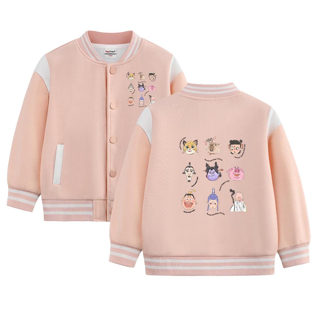 Autumn 2026 Kids' Thickened Velvet Baseball Jacket.
