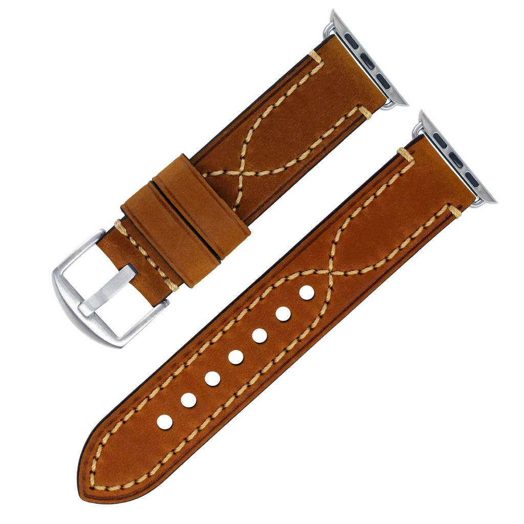 Apple Strap Apple Iwatch7 SE 6 5 4 Genuine Leather First Layer Stainless Steel Pin Buckle Leather Strap Men