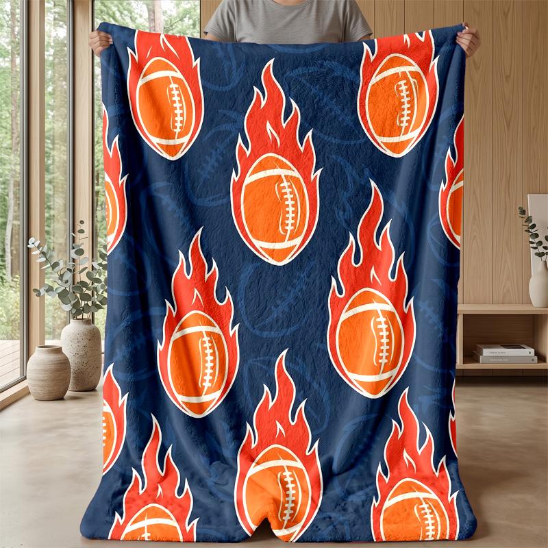 Flame and Water Soccer Theme blanket Lightweight Warm Flannel Blanket Decorative Throw Blanket for Home Decoration