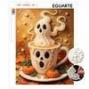 Pearl Painting DIY Kit Halloween Ghost Coffee Mug Pattern Frameless Bead Canvas Art, Relaxing Craft Projects for Fall Home Decor and Wall Hanging