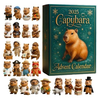 2025 Capybara Advent Calendar 24 Days Christmas Countdown Calendar with 24 Pcs 2D/3D Capybara Ornaments Surprise Gift for Holiday Decor
