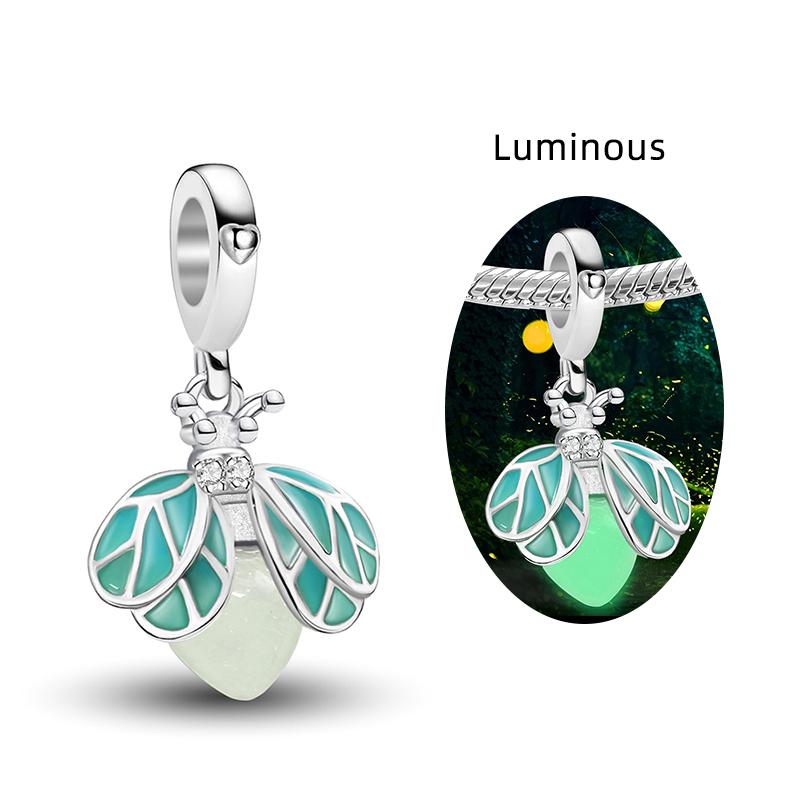 Original Copper Charms Beads Glowing Luminous Bee Firefly Butterfly Pendant For Bracelet Bangle Charm Diy Jewelry