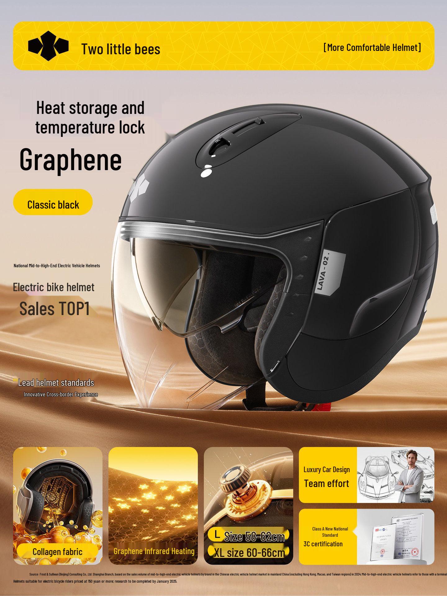 

Two Little Bees 3C Certified Winter Warm Electric Motorcycle Helmet with Anti-Fog Safety for Men and Women, All-Season L [58-62 cm]