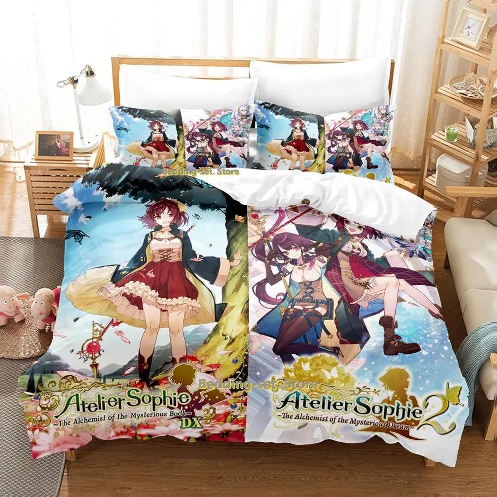 New Atelier Sophie Bedding Set Cartoon Anime three-piece set Adult Kid Bedroom Duvetcover Sets queen bedding set