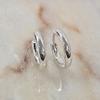 One-touch ring glossy silver earrings