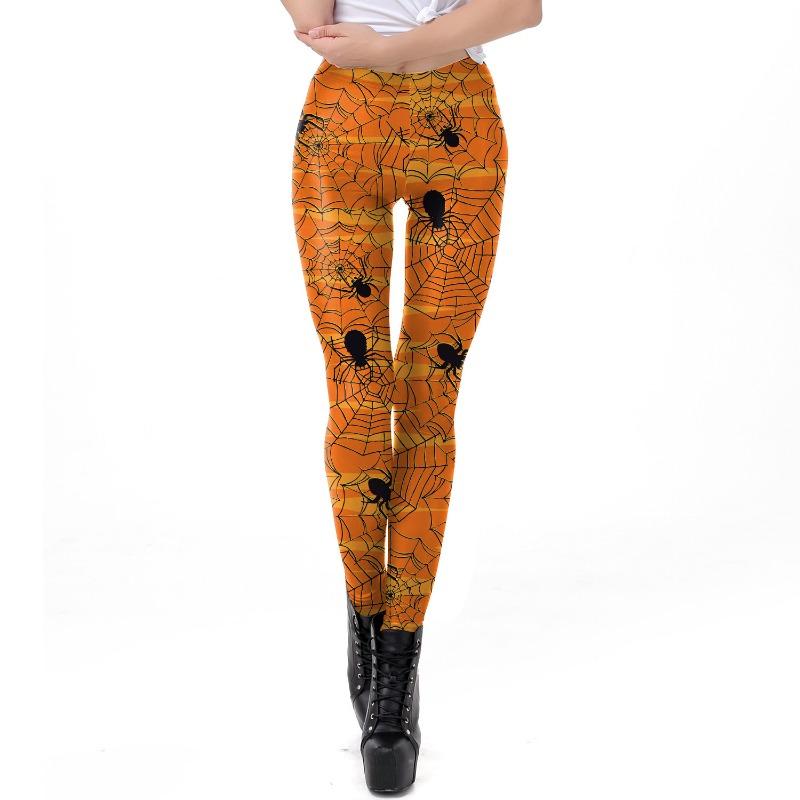 Halloween Pants Fashion Printed Stretch Leggings Pumpkin Head Skull Rack Digital Printed Small Foot Leggings
