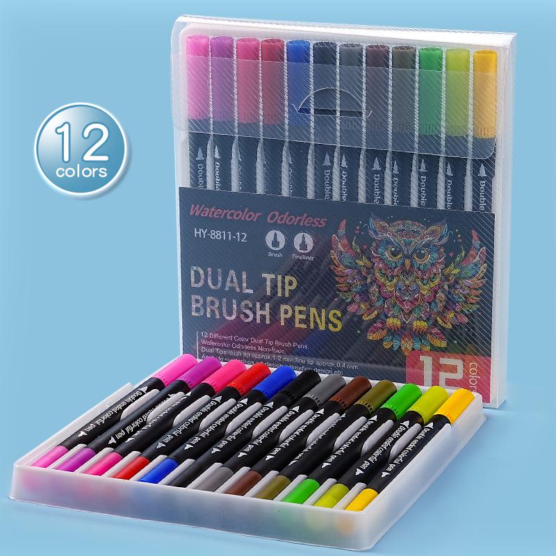 Double-ended 120-Color Washable Watercolor Art Pen Set with Soft Tips for Kids