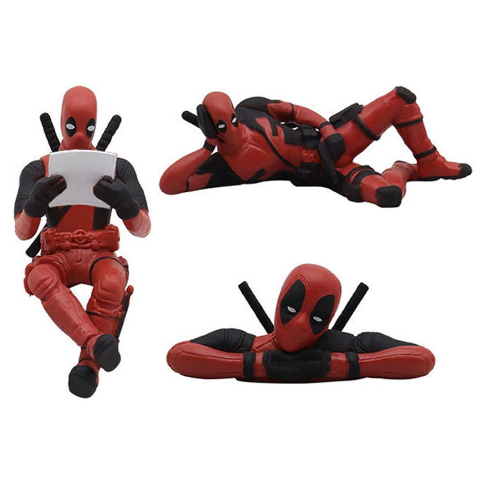 

3Pcs/Set Deadpool Action Figure Cute Car Home Desk Decoration Office Sitting Posture Marvel X-MAN Funny Model Toys lying Poseable Articulated Scale