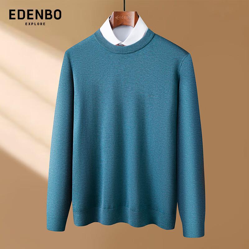 Edenbo Men's Soft Thick Wool Blend Round Neck Sweater