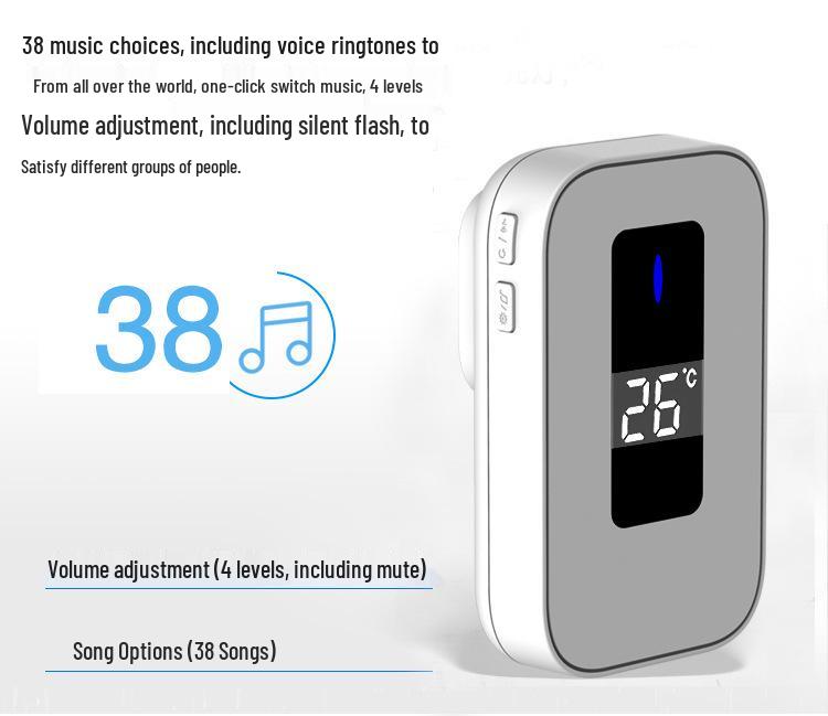 Self-Powered Waterproof Doorbell with Adhesive Backing - No Installation Required, Easy to Use.
