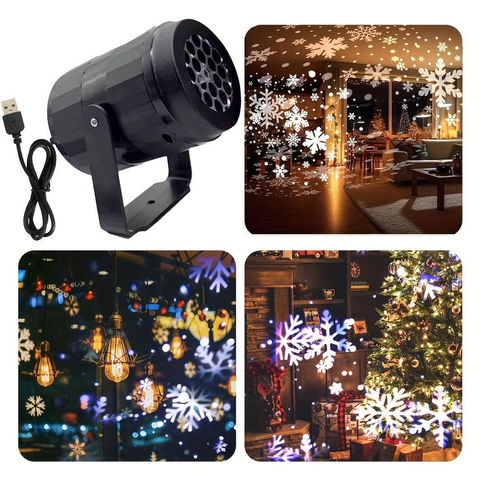 Christmas Snowflake Projecton Light Dynamic White Snow Projecton Atmosphere Lamp for Home Party New Year DIY Festival Decoration