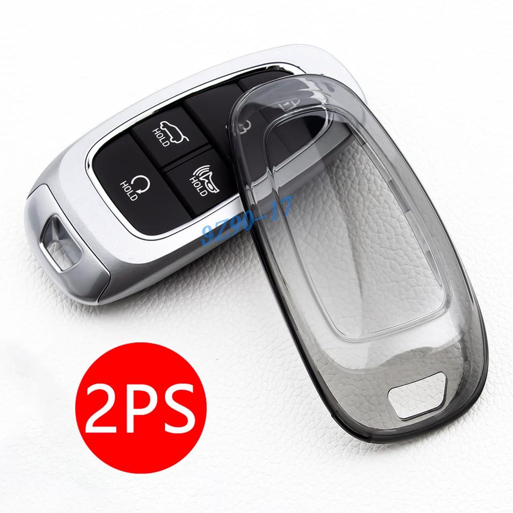 Transparent Black Tpu Car Smart Key Fob Case Cover Keychain Compatible With Hyundai Sonata Tucson Cruz Ioniq 5 Palisade Nexo