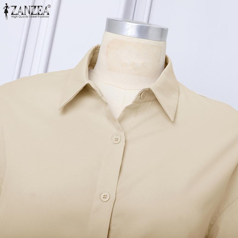 ZANZEA Women Turn Down Collar Loose Long Sleeve Button Blouse
