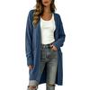 Women's Long Sleeve Knit Cardigan Open Front Casual Sweater Coat for Spring Fall