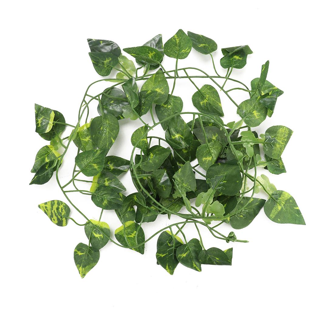 Artificial Fake Leaves Hanging Vines 6.89ft Long Vine Reptile Habitat Decor (Scindapsus Leaves)