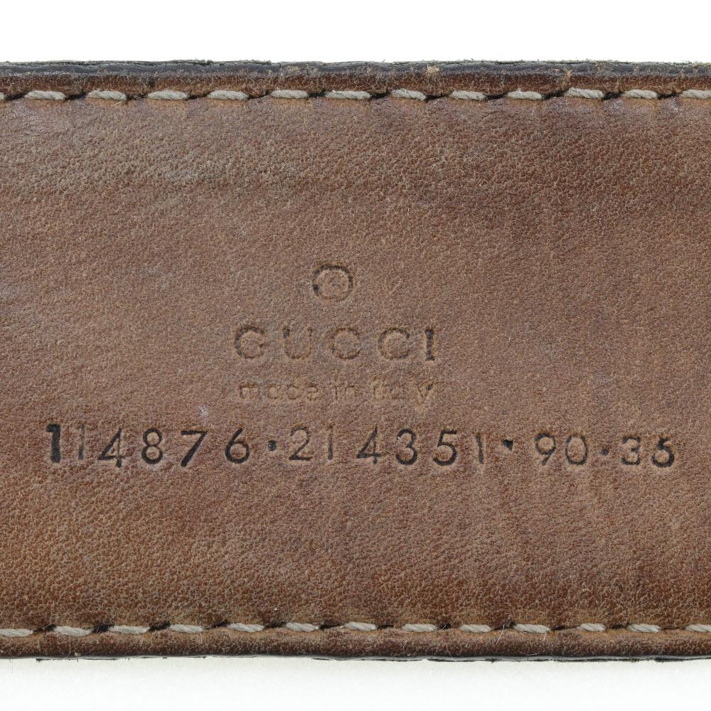 Gucci Interlocking Belt 114876 GG Black Sima Leather Mens Used