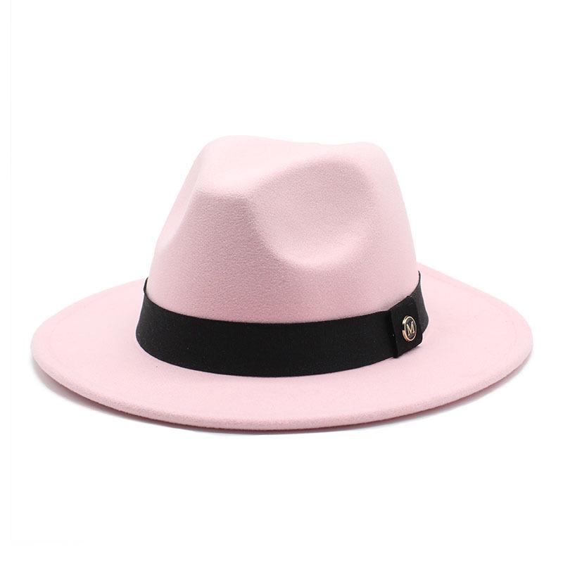 Neuer Woll-Fedora-Hut für Damen Herren Winter Herbst Mode Kirchen-Jazz-Hüte Wikinger Britischer Flacher Rand Filzhut Outdoor Freizeit Fedoras white